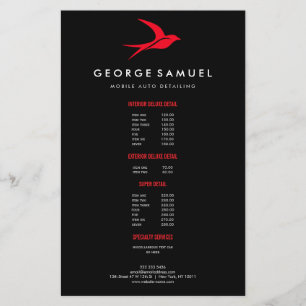 Auto Detailing Car Repair Shop Flying Bird Logo Flyer