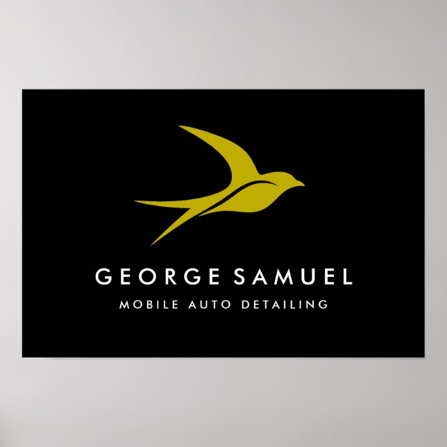 Auto Detailing | Car Repair Shop Flying Bird Logo Poster (Front)