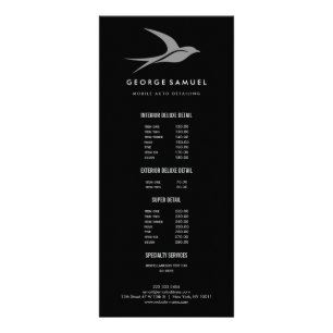 Auto Detailing   Car Repair Shop Flying Bird Logo Rack Card