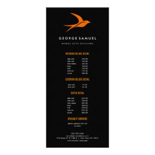 Auto Detailing Car Repair Shop Flying Bird Logo Rack Card