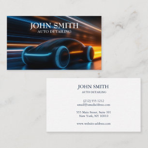 Auto Detailing Car Wash Automotive Black Business Card