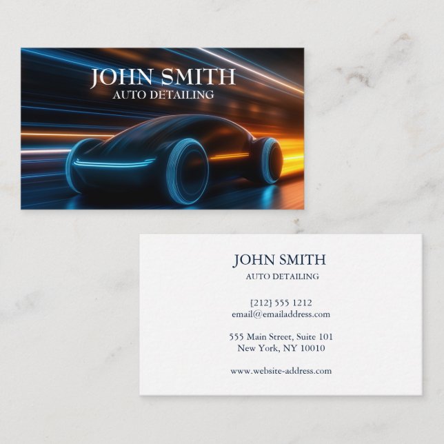 Auto Detailing Car Wash Automotive Black Business Card (Front/Back)