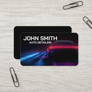 Auto Detailing Car Wash Automotive Black Business Card