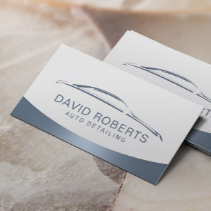 Auto Detailing Car Wash Automotive Blue & Silver Business Card
