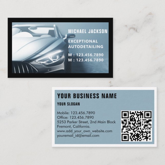 Auto Detailing Car Wash Automotive Modern  Business Card (Front/Back)