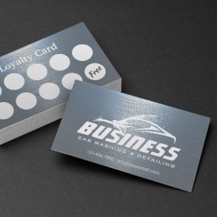 Auto Detailing Car Wash Cool Blue Metal Automotive Loyalty Card