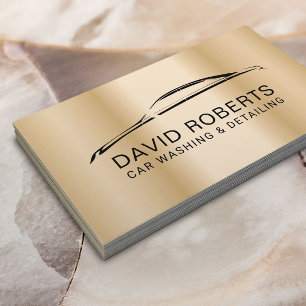 Auto Detailing Car Wash Modern Gold Automotive Business Card