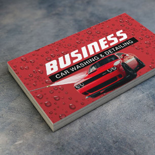 Auto Detailing Car Wash Modern Red Cleaning Business Card