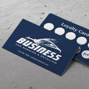 Auto Detailing Car Washing Navy Automotive Loyalty Card