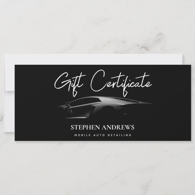Auto Detailing Cleaning Gift Certificate Voucher (Back)