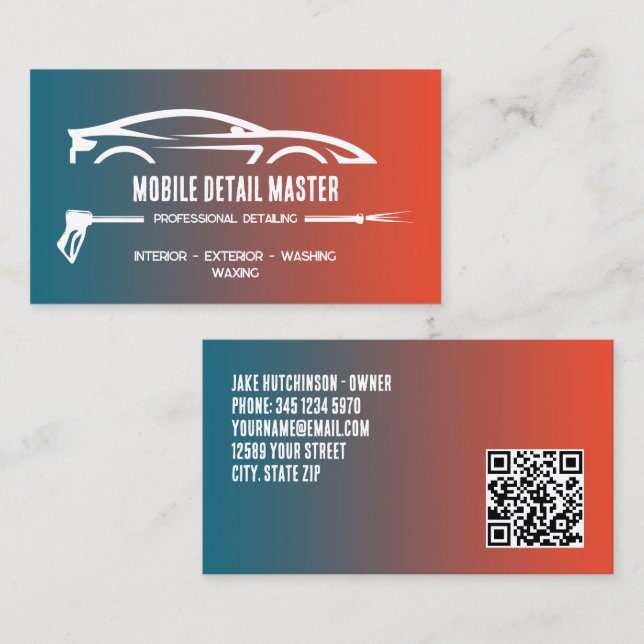 Auto Detailing Custom QR Business Card (Front/Back)