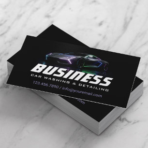 Auto Detailing Modern Black Car Wash Business Card