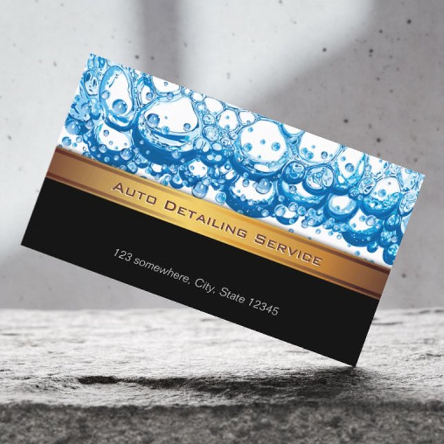Auto Detailing Modern Gold Stripe Pressure Washing Business Card (Creator Uploaded)