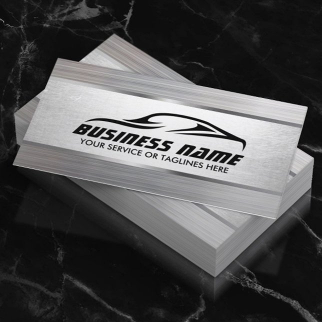 Auto Detailing Modern Metal Texture Automotive Business Card (Creator Uploaded)