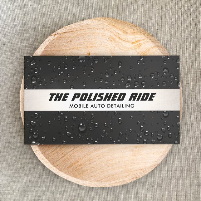 Auto Detailing Professional Car Wash Water Drops Business Card (Creator Uploaded)