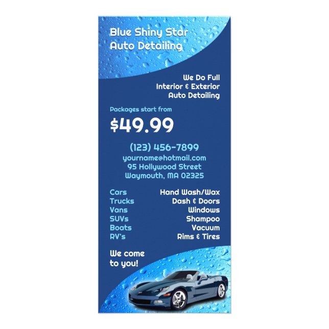 Auto Detailing Rack Card (Front)
