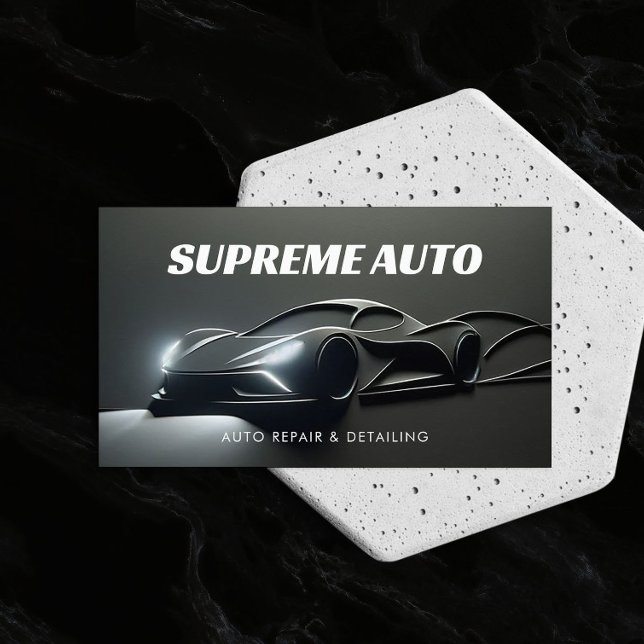 Auto Detailing, Repair, Car Shop 3D Grey Modern Business Card (Creator Uploaded)