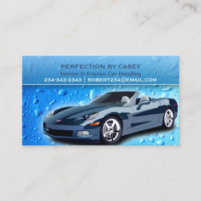 Auto Detailing Water Drops Business Card (Front)