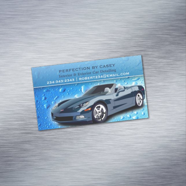 Auto Detailing Water Drops Magnetic Business Card (In Situ)