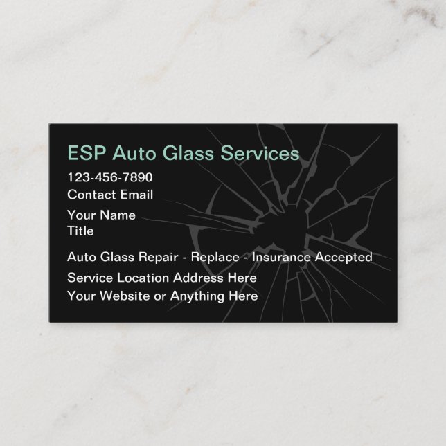 Auto Glass Repair And Replace Business Card (Front)