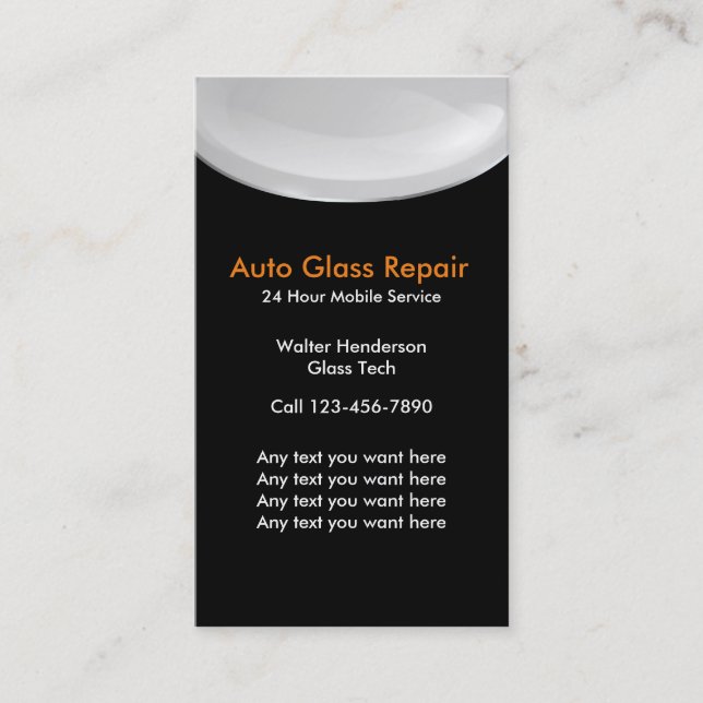 Auto Glass Repair Business Cards (Front)
