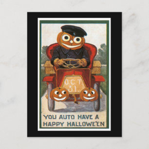 Auto Have a Happy Halloween Postcard