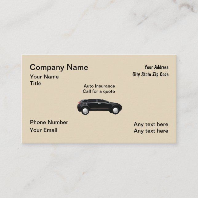 Auto Insurance Agent Business Card (Front)