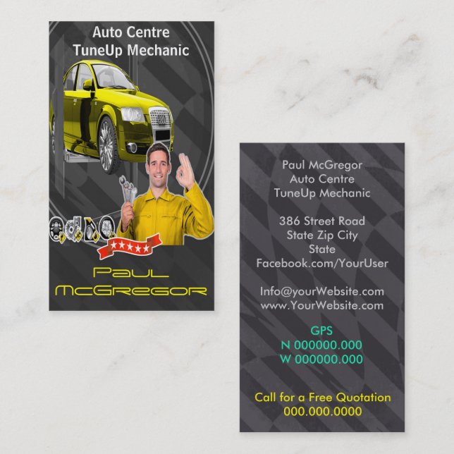 Auto It centers - TuneUp Mechanic Business Card (Front/Back)