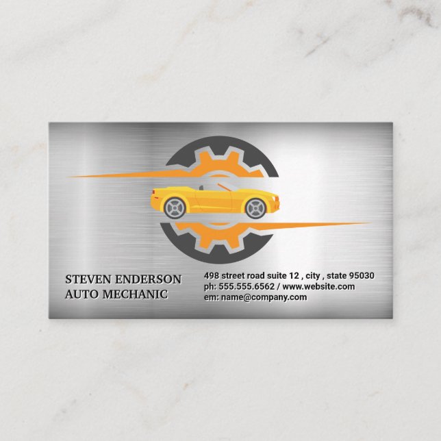 Auto Logo | Metal Background Business Card (Front)