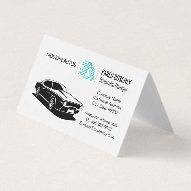 Auto Logo | Wrench in Hand Business Card (Front)