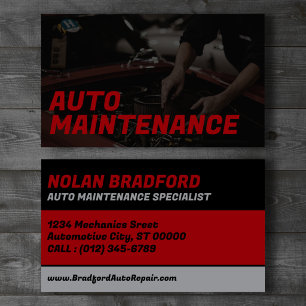 Auto Maintenance Specialist Custom Business Card