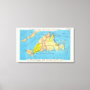 Auto Map of Martha's Vineyard MA Canvas Print