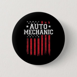 Auto Mechanic American Flag Usa Patriot Patriotic 6 Cm Round Badge