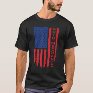 Auto Mechanic American Flag Usa T-Shirt