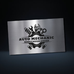 Auto Mechanic Automotive Repair Service Metal Business Card