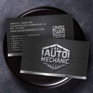Auto Mechanic Automotive Repair Service QR Code Business Card