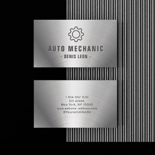 Auto Mechanic Automotive Stainless Steel Business Card
