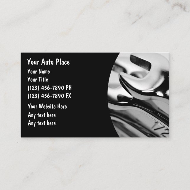 Auto Mechanic Business Cards (Front)