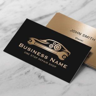 Auto Mechanic Car Repair Black & Gold Automotive  Business Card