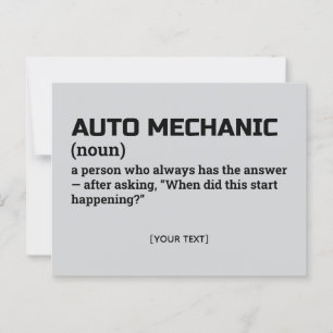 Auto Mechanic Definition – Office Humor Postcard
