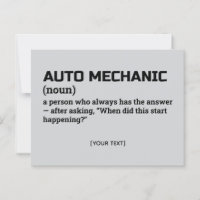 Auto Mechanic Definition – Office Humour Postcard
