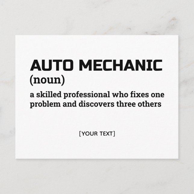 Auto Mechanic – Funny Definition Postcard (Front)