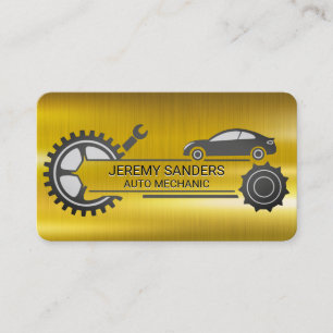 Auto Mechanic   Gold Metal   Car Repair Business Card