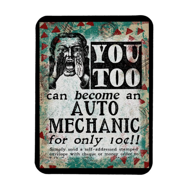 Auto Mechanic Magnet - Funny Vintage Retro (Vertical)