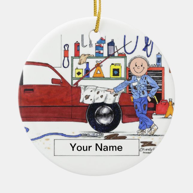 Auto Mechanic - Male Ceramic Tree Decoration (Front)