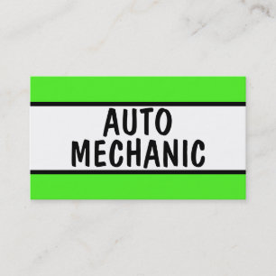 Auto Mechanic Neon Green Business Card