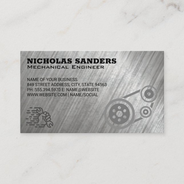 Auto Mechanic | Pulleys and Wrench | Car Repair Business Card (Front)