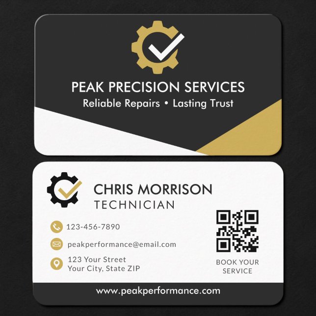 Auto Mechanic QR Code  Business Card (Creator Uploaded)