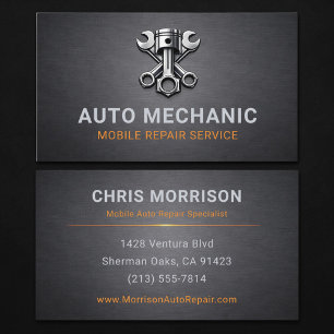 Auto Mechanic Repair Metallic Business Card