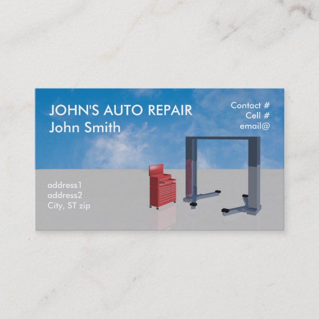 Auto mechanic shop business card (Front)